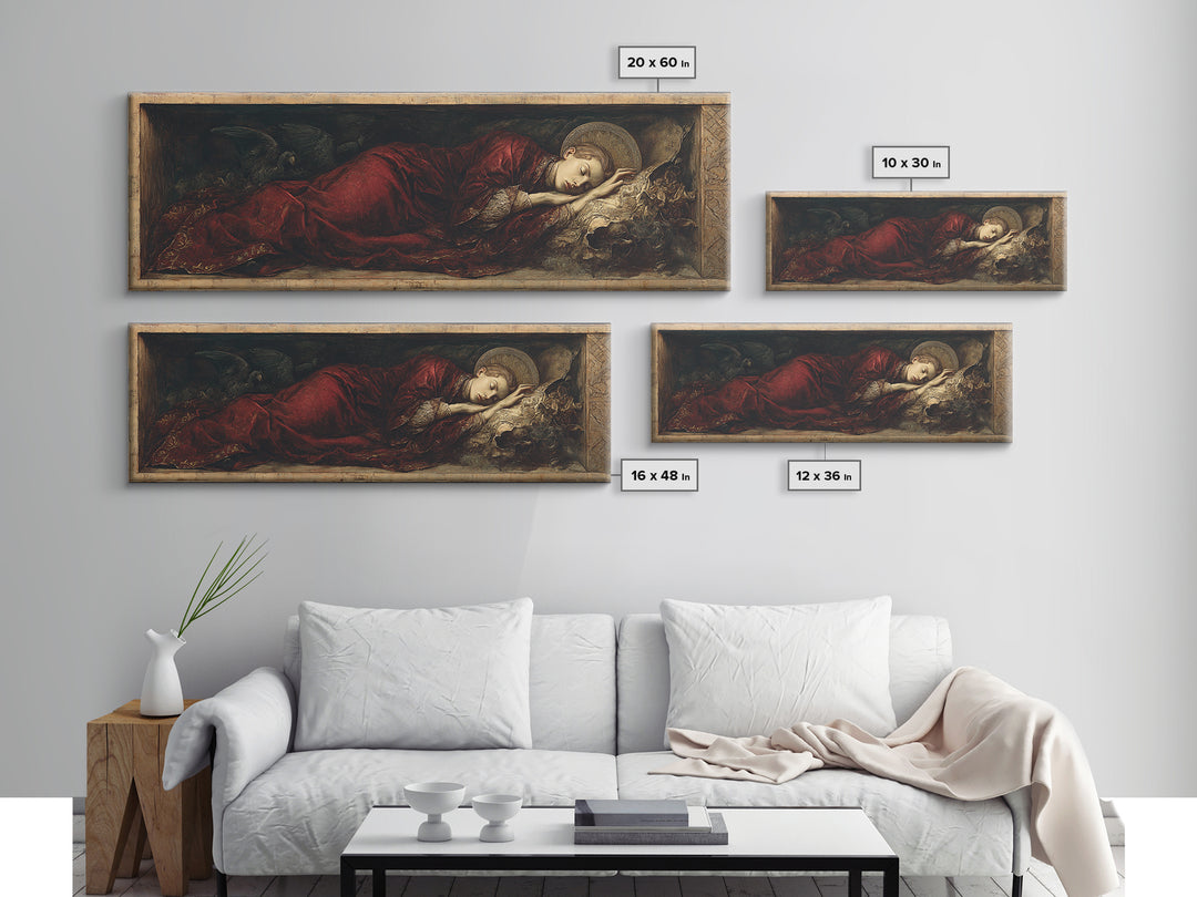 The Coffin Sleeper, Dark Renaissance Art, Extra Wide Wall Art, Gothic Horror Wall Art, Framed Canvas Print, Halloween Wall Art