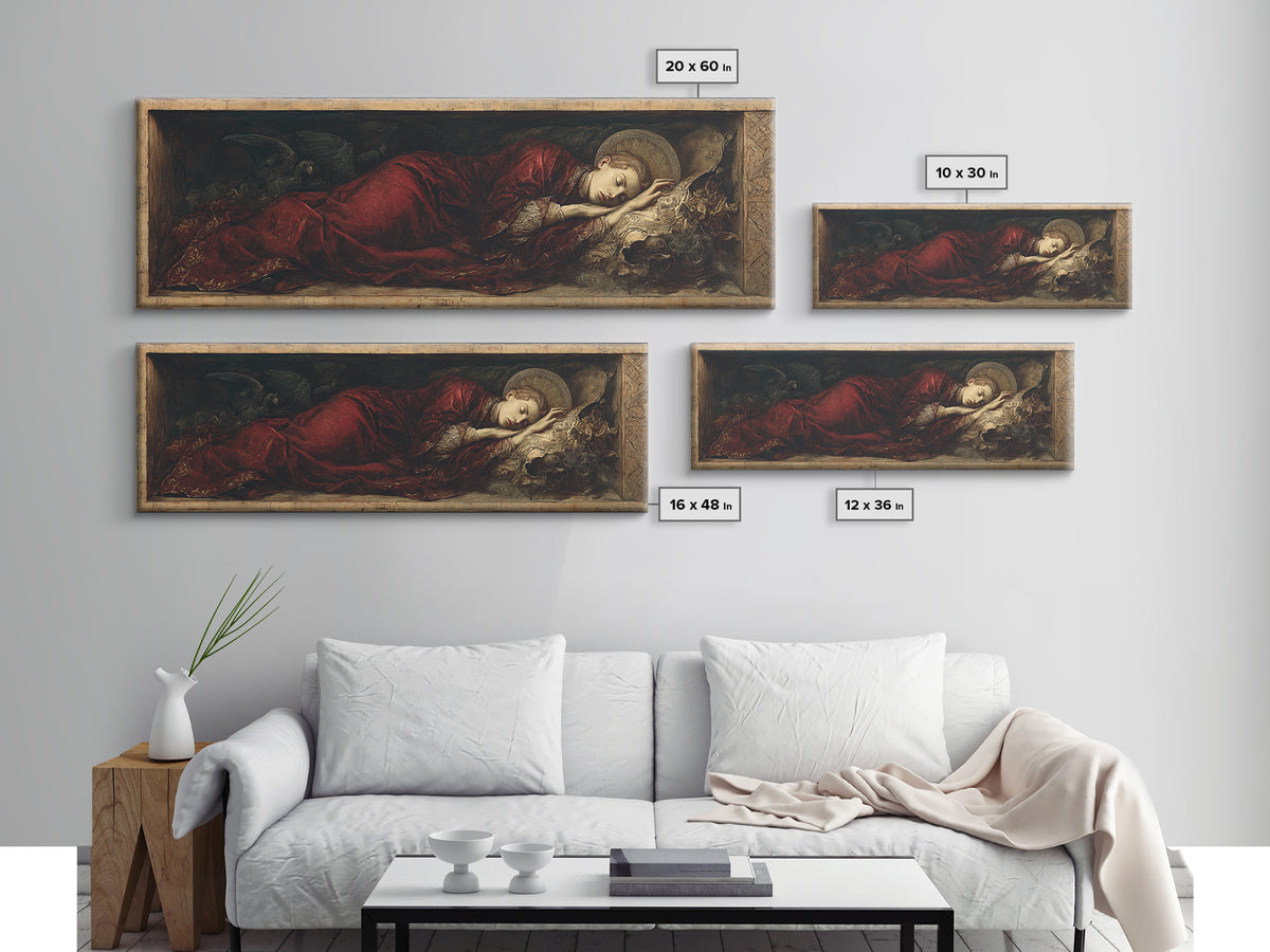 The Coffin Sleeper, Dark Renaissance Art, Extra Wide Wall Art, Gothic Horror Wall Art, Framed Canvas Print, Halloween Wall Art