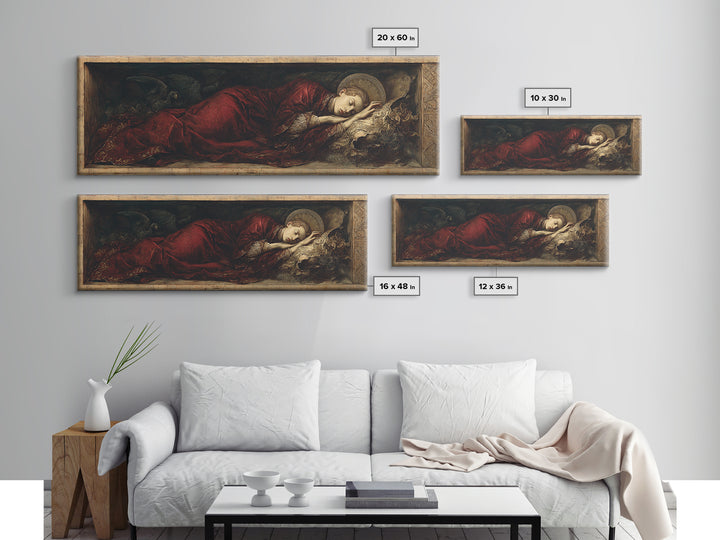 The Coffin Sleeper, Dark Renaissance Art, Extra Wide Wall Art, Gothic Horror Wall Art, Framed Canvas Print, Halloween Wall Art