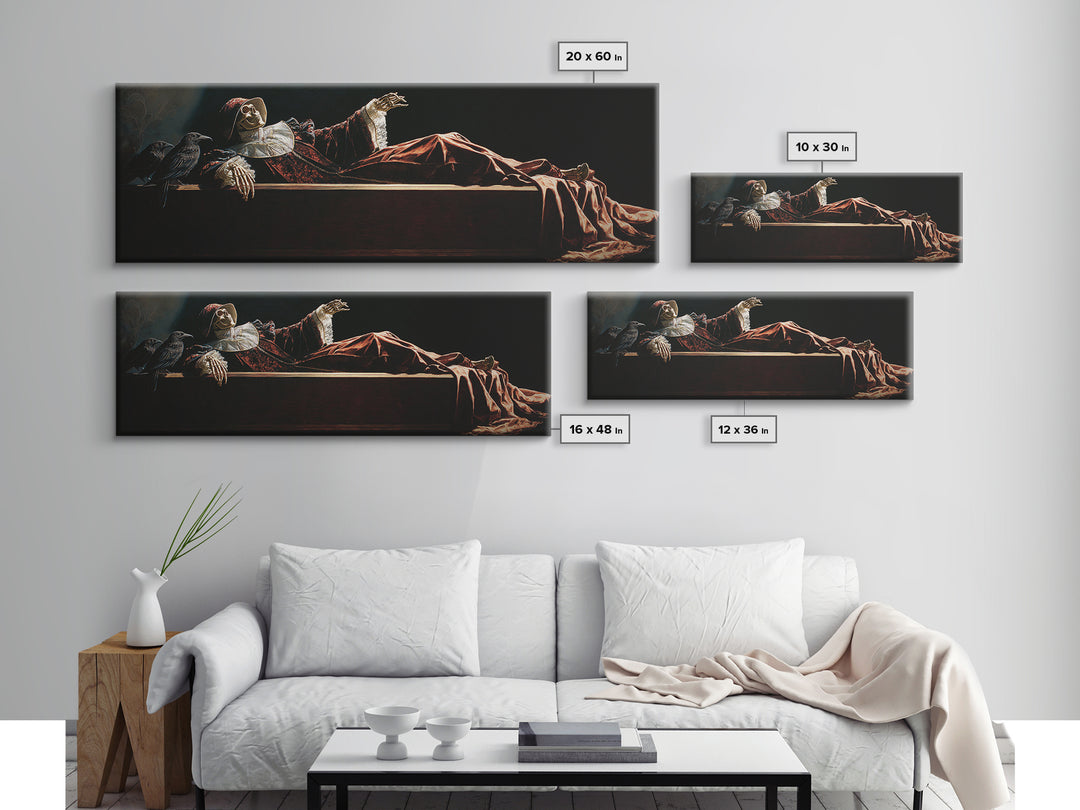 The Coffin Sleeper, Danse Macabre Art, Extra Wide Wall Art, Dark Fantasy Wall Art, Framed Canvas Print, Dark Fantasy Art