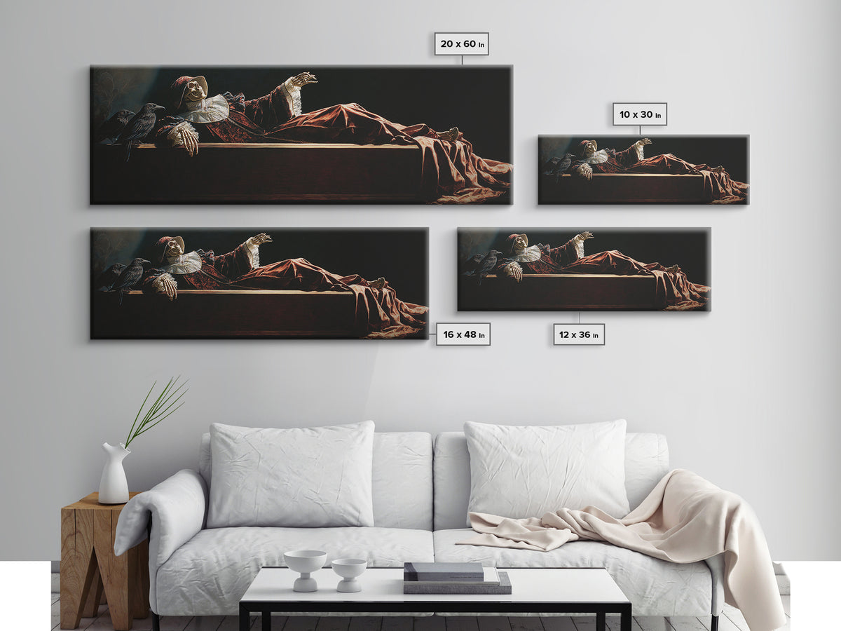 The Coffin Sleeper, Danse Macabre Art, Extra Wide Wall Art, Dark Fantasy Wall Art, Framed Canvas Print, Dark Fantasy Art