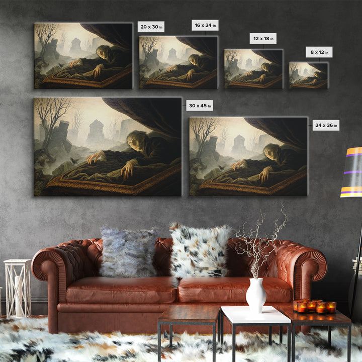 The Coffin Sleeper, Romantic Gothic Landscape, Landscape Wall Art, Dark Fantasy Wall Art, Canvas Print, Halloween Wall Art