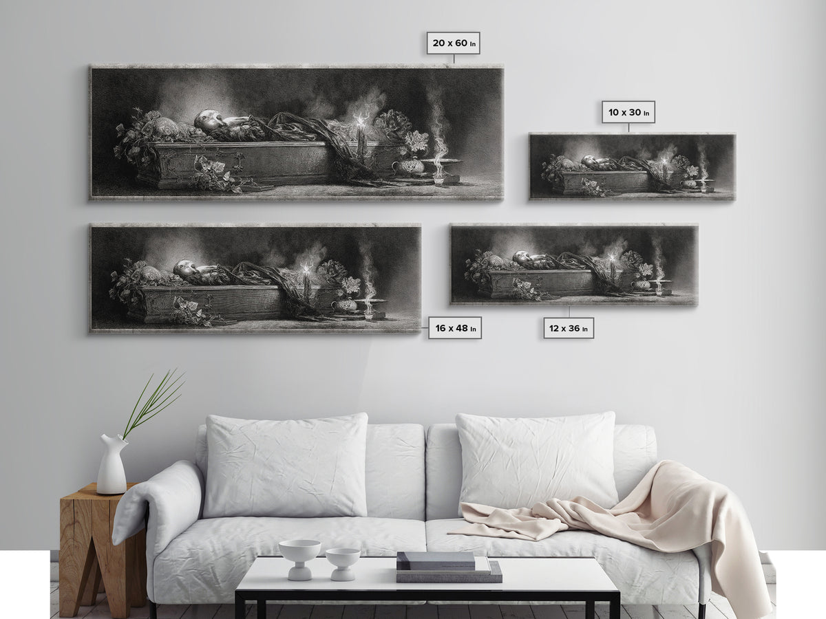 The Coffin Sleeper, Symbolist Dream Art, Extra Wide Wall Art, Dark Fantasy Wall Art, Canvas Print, Halloween Wall Art