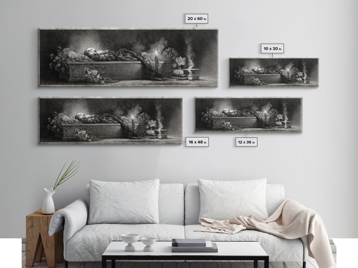 The Coffin Sleeper, Symbolist Dream Art, Extra Wide Wall Art, Dark Fantasy Wall Art, Canvas Print, Halloween Wall Art