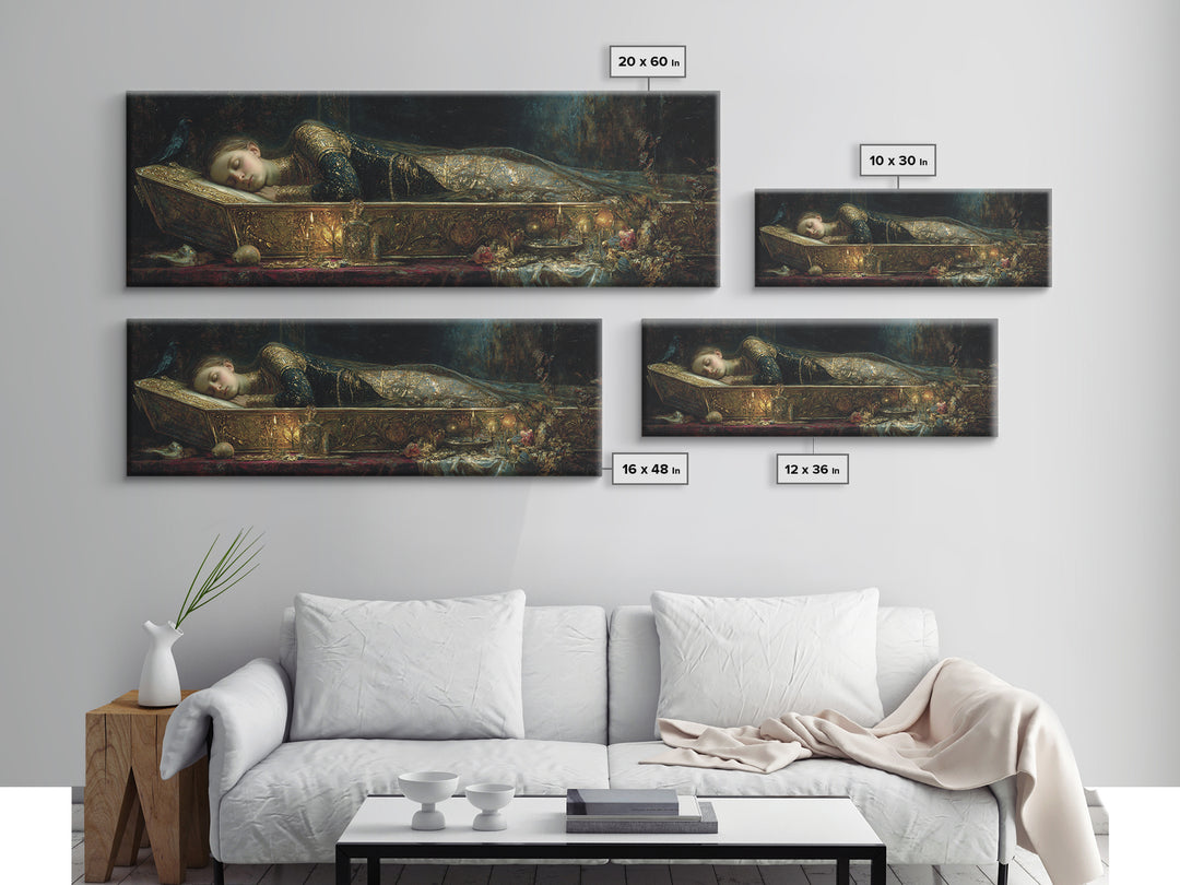 The Coffin Sleeper, Ornate Symbolist Art, Extra Wide Wall Art, Gothic Horror Wall Art, Canvas Print, Halloween Wall Art