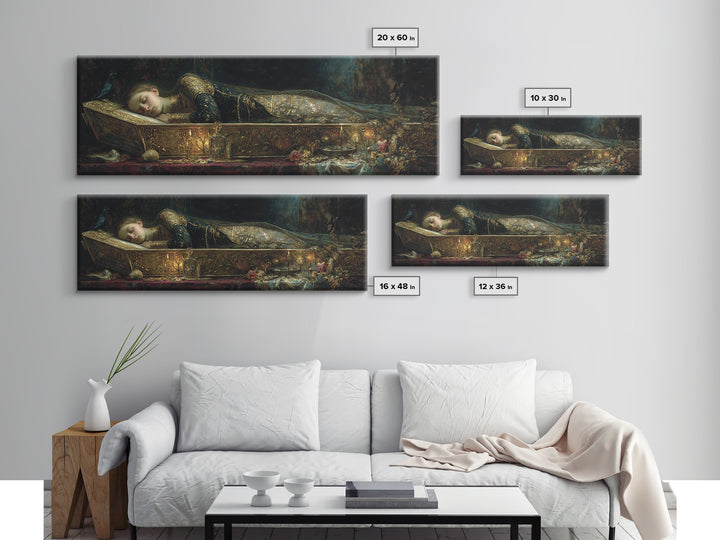 The Coffin Sleeper, Ornate Symbolist Art, Extra Wide Wall Art, Gothic Horror Wall Art, Canvas Print, Halloween Wall Art