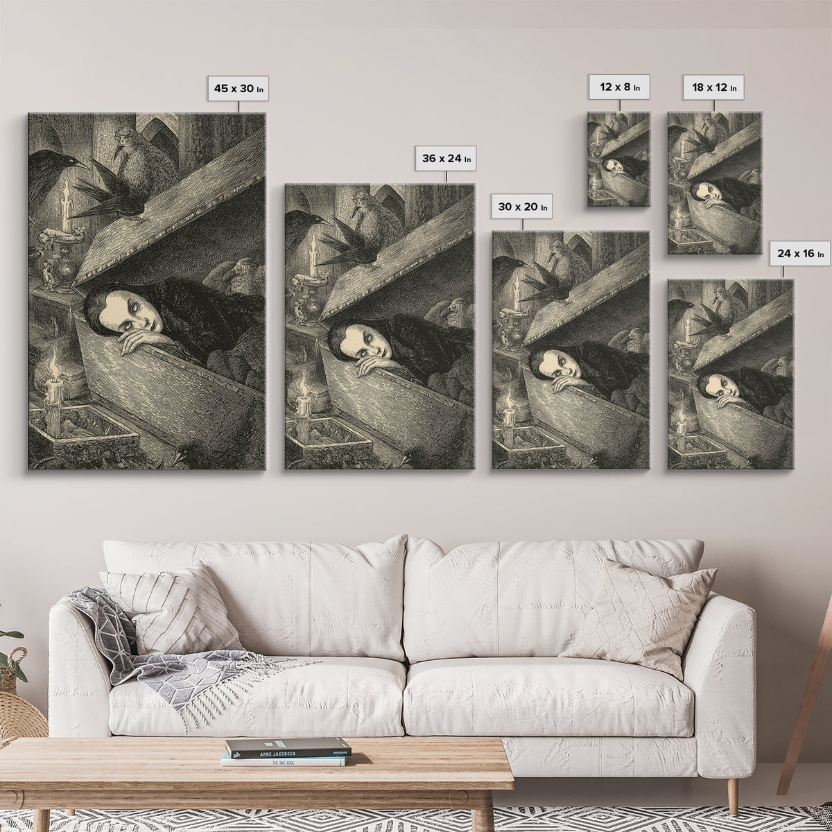 The Coffin Sleeper, Victorian Macabre Art, Vertical Wall Art, Gothic Horror Wall Art, Canvas Print, Halloween Wall Art
