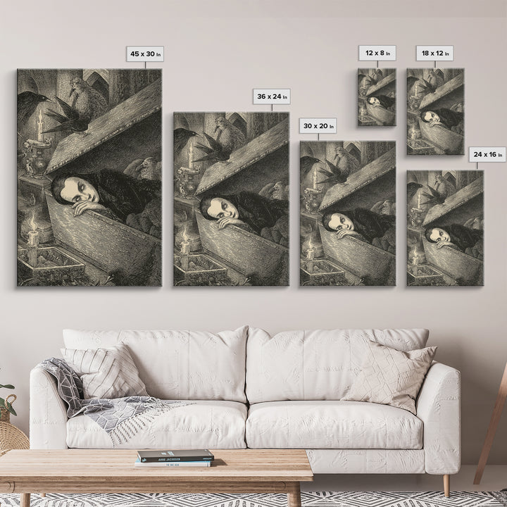 The Coffin Sleeper, Victorian Macabre Art, Vertical Wall Art, Gothic Horror Wall Art, Canvas Print, Halloween Wall Art