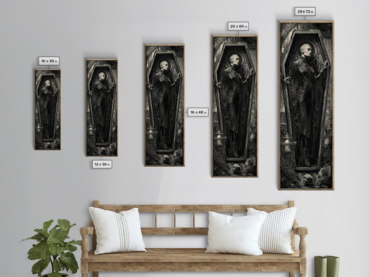 The Coffin Sleeper, Biomechanical Horror Art, Tall Narrow Wall Art, Gothic Horror Wall Art, Framed Canvas Print, Halloween Wall Art