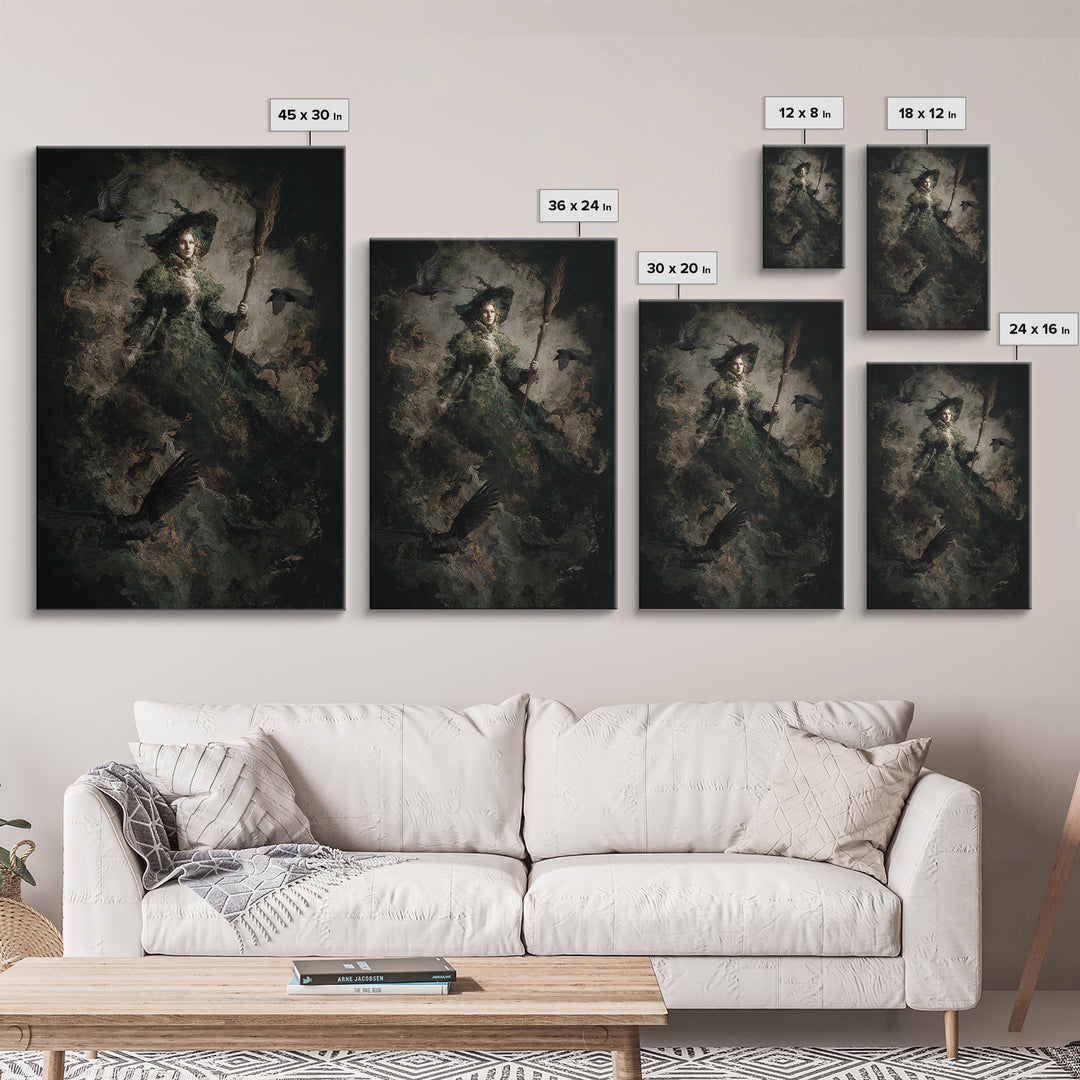 The Swamp Witch, Dark Romantic Horror Art, Vertical Wall Art, Dark Fantasy Wall Art, Framed Canvas Print, Halloween Wall Art