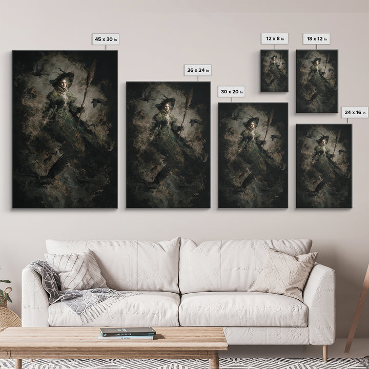 The Swamp Witch, Dark Romantic Horror Art, Vertical Wall Art, Dark Fantasy Wall Art, Framed Canvas Print, Halloween Wall Art