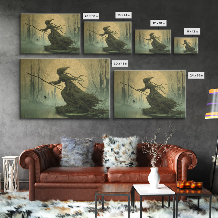 The Swamp Witch, Romantic Gothic Landscape, Landscape Wall Art, Macabre Wall Art, Canvas Print, Halloween Wall Art