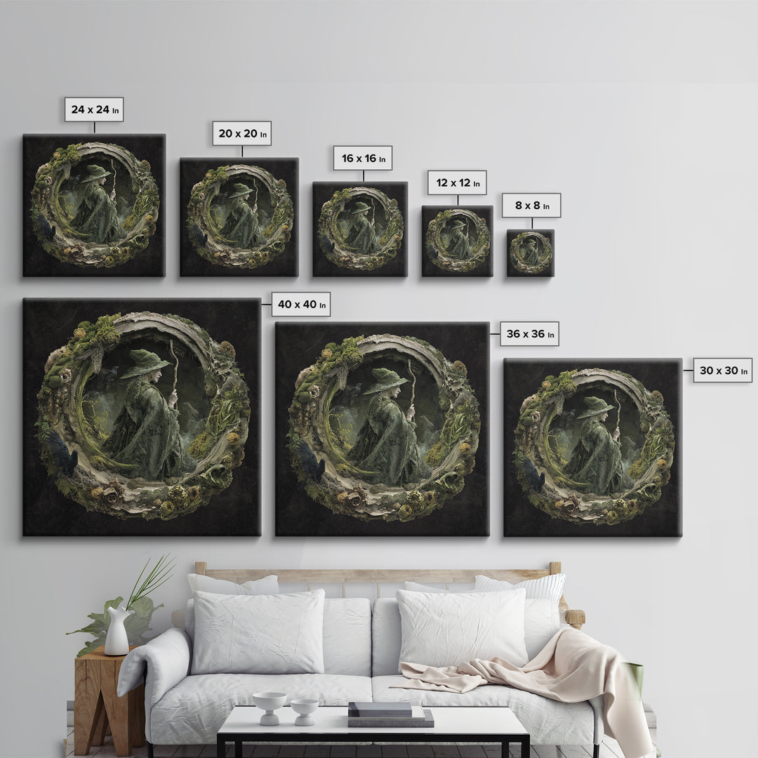 The Swamp Witch, Symbolist Dream Art, Square Wall Art, Dark Fantasy Wall Art, Canvas Print, Halloween Wall Art, Horror Wall Art