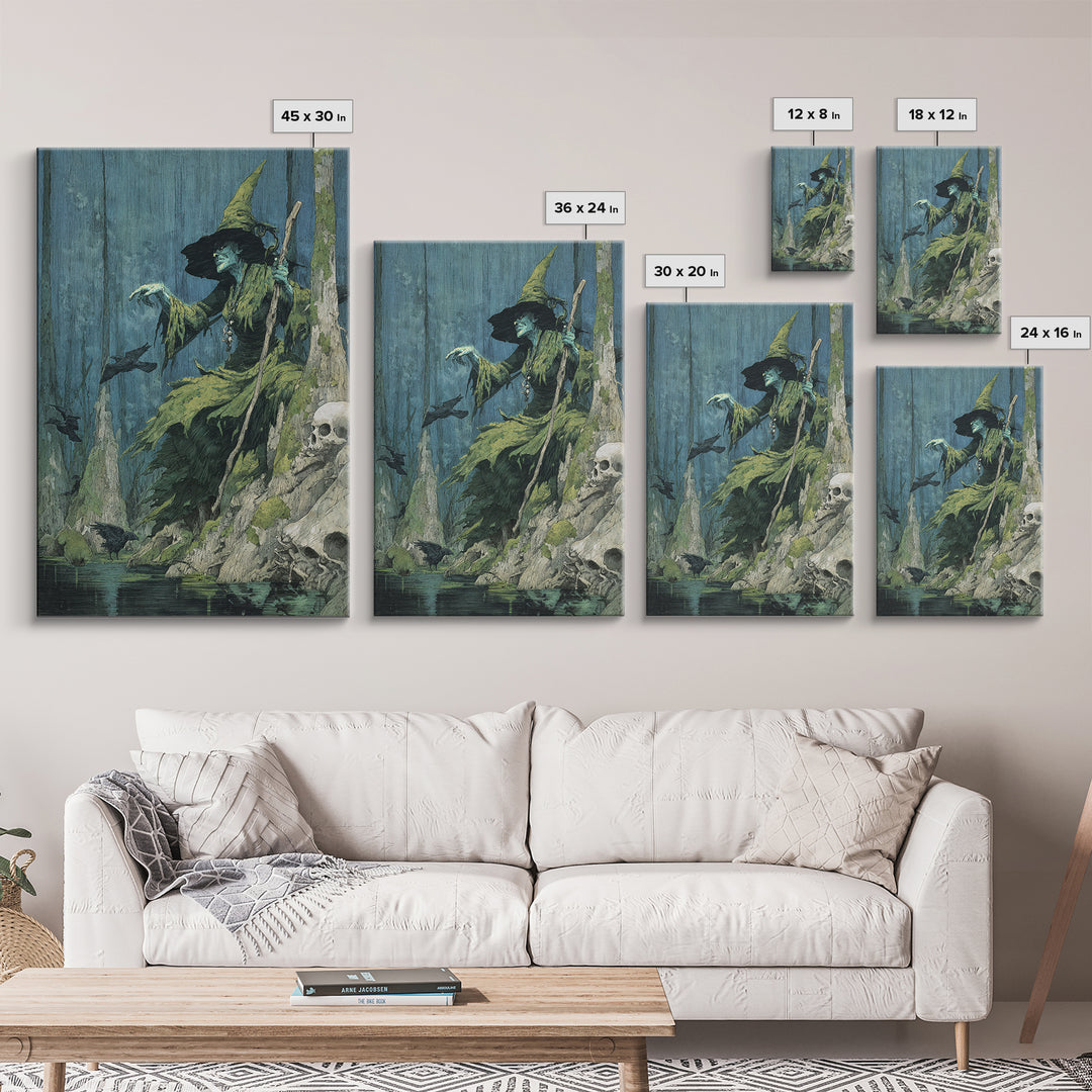 The Swamp Witch, Decadent Gothic Art, Vertical Wall Art, Gothic Horror Wall Art, Canvas Print, Halloween Wall Art