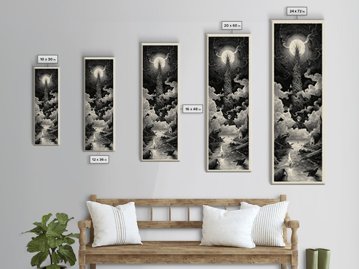 The Bog Mummy, Gothic Engraving Art, Tall Narrow Wall Art, Macabre Wall Art, Canvas Print, Halloween Wall Art, Dark Fantasy Art