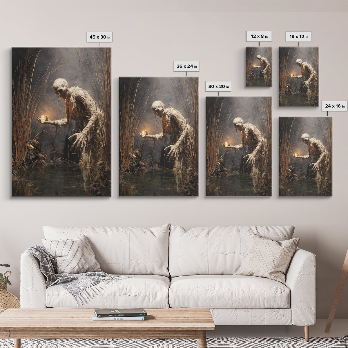 The Bog Mummy, Dark Renaissance Art, Vertical Wall Art, Dark Fantasy Wall Art, Canvas Print, Halloween Wall Art, Dark Fantasy Art