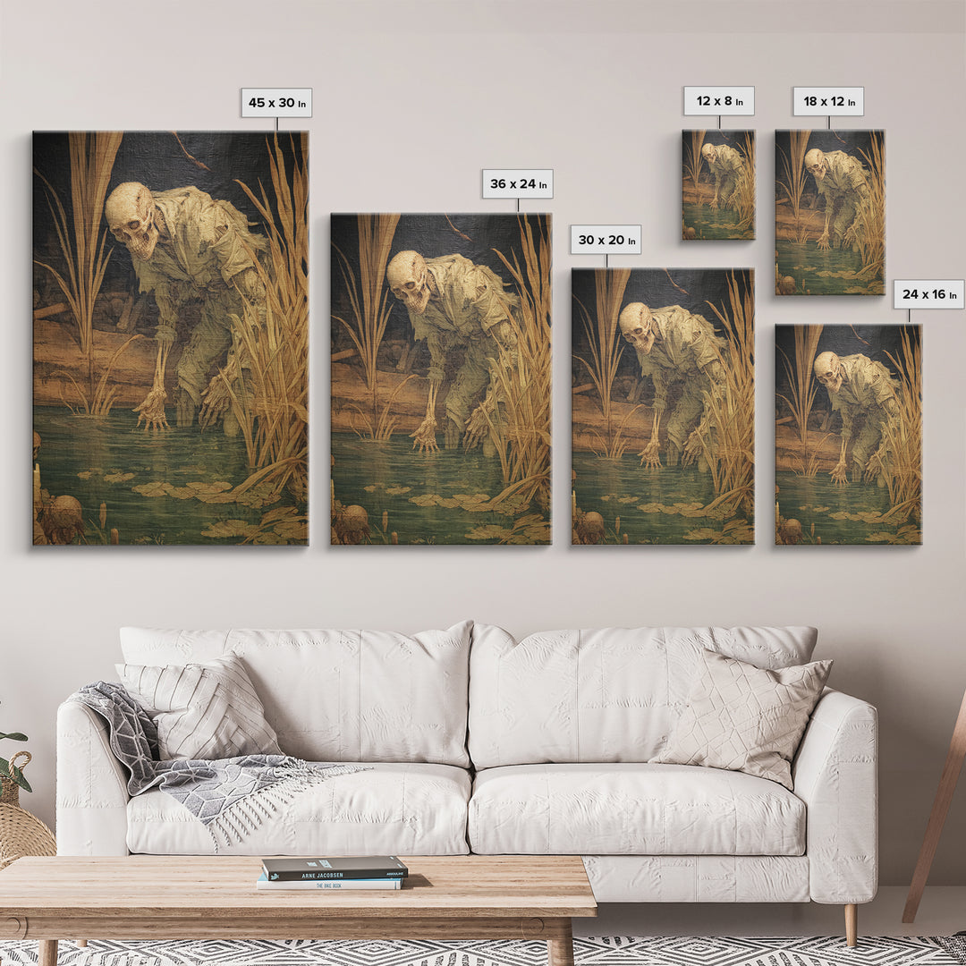 The Bog Mummy, Danse Macabre Art, Vertical Wall Art, Dark Fantasy Wall Art, Canvas Print, Halloween Wall Art