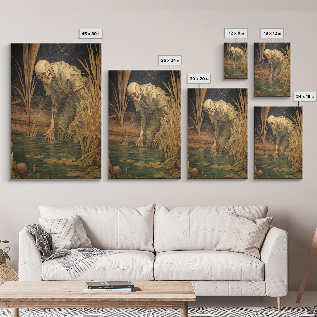 The Bog Mummy, Danse Macabre Art, Vertical Wall Art, Dark Fantasy Wall Art, Canvas Print, Halloween Wall Art