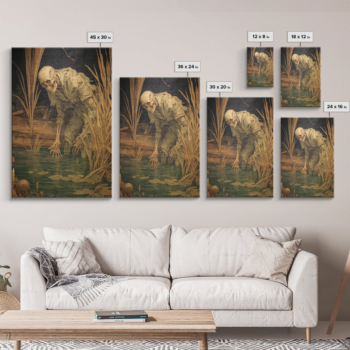 The Bog Mummy, Danse Macabre Art, Vertical Wall Art, Dark Fantasy Wall Art, Canvas Print, Halloween Wall Art