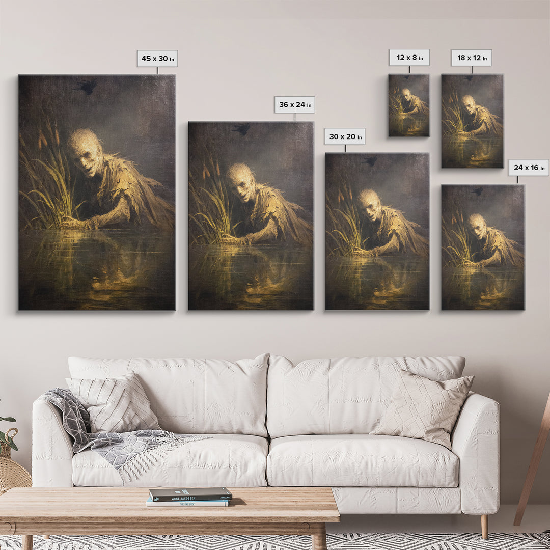 The Bog Mummy, Dark Romantic Horror Art, Vertical Wall Art, Dark Fantasy Wall Art, Canvas Print, Halloween Wall Art, Spooky Wall Decor