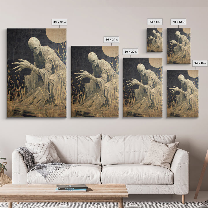The Bog Mummy, Visionary Gothic Art, Vertical Wall Art, Macabre Wall Art, Framed Canvas Print, Halloween Wall Art, Horror Wall Art