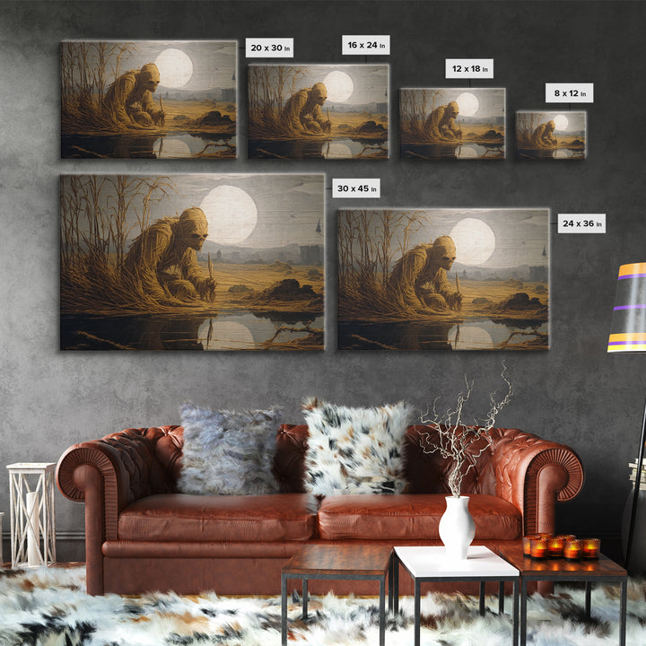 The Bog Mummy, Romantic Gothic Landscape, Landscape Wall Art, Gothic Horror Wall Art, Framed Canvas Print, Halloween Wall Art