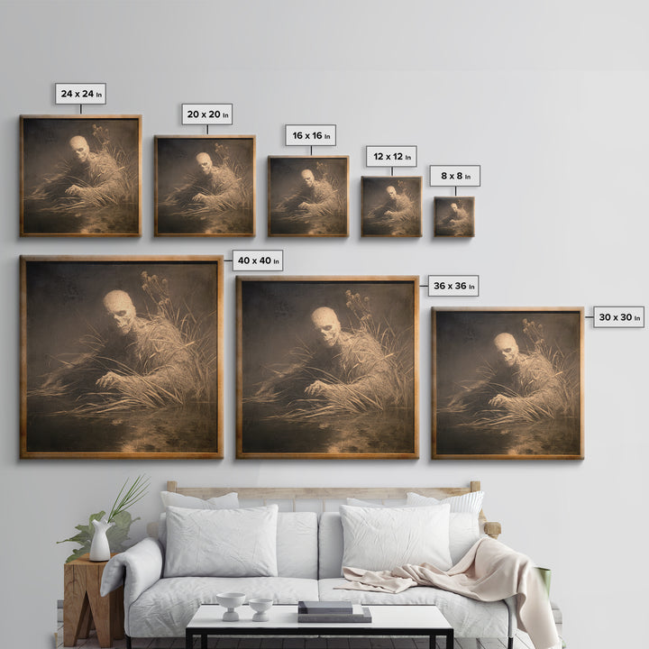 The Bog Mummy, Symbolist Dream Art, Square Wall Art, Macabre Wall Art, Canvas Print, Halloween Wall Art, Gothic Home Decor