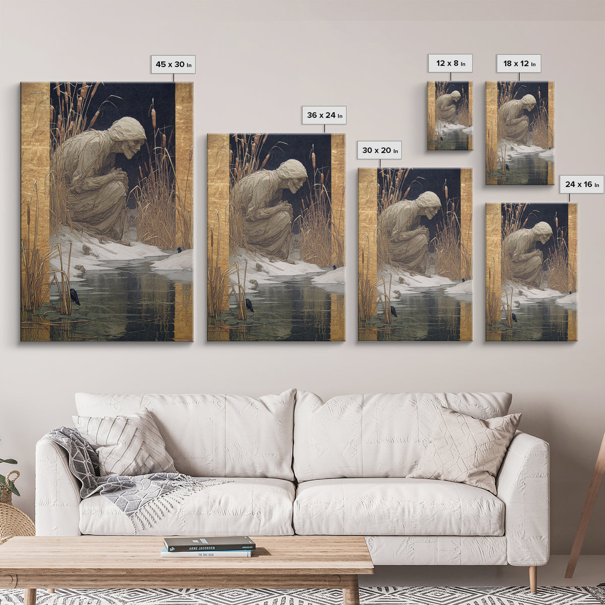 The Bog Mummy, Symbolist Death Art, Vertical Wall Art, Macabre Wall Art, Canvas Print, Halloween Wall Art, Halloween Decor