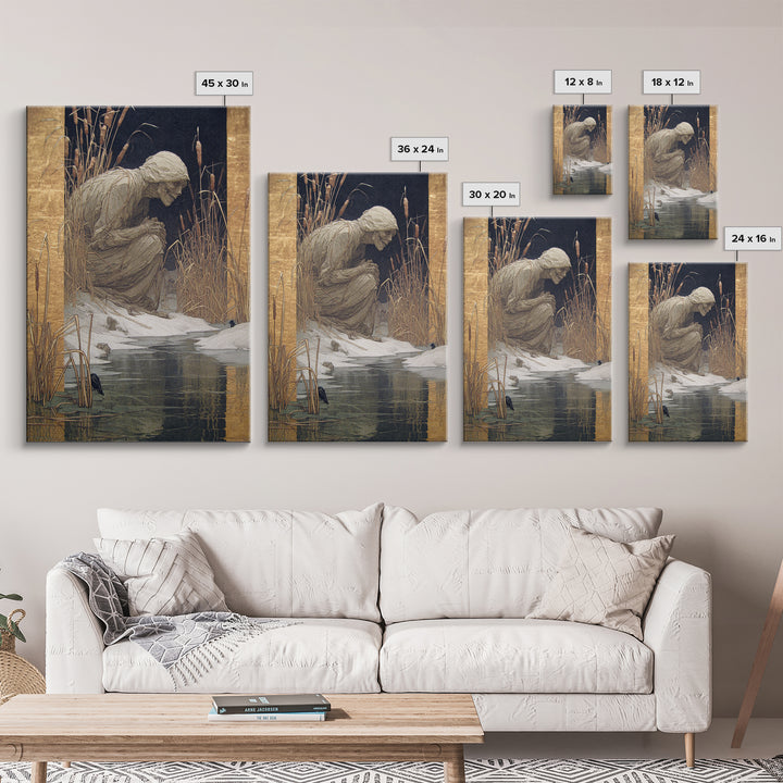 The Bog Mummy, Symbolist Death Art, Vertical Wall Art, Macabre Wall Art, Canvas Print, Halloween Wall Art, Halloween Decor