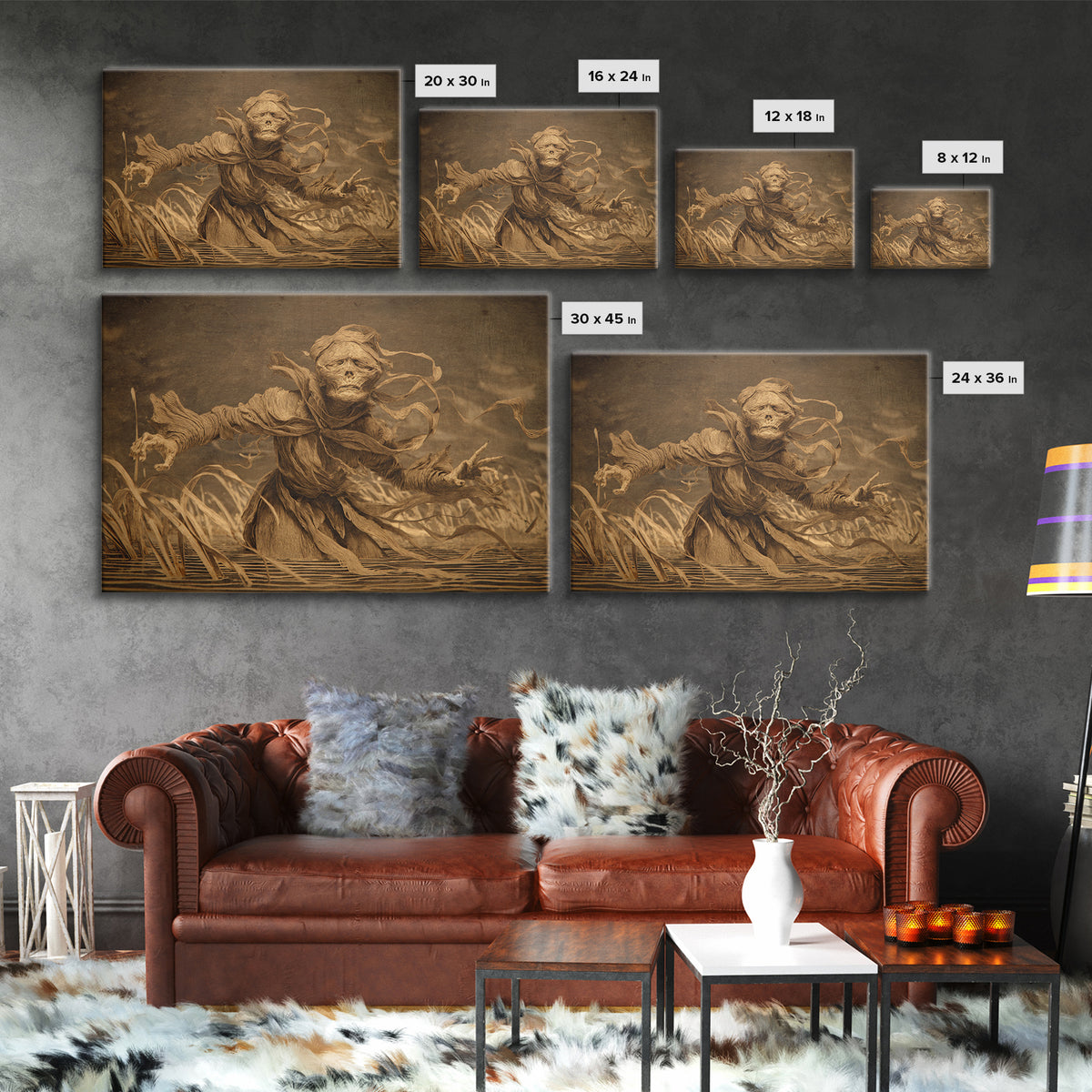The Bog Mummy, Expressionist Gothic Art, Landscape Wall Art, Dark Halloween Decor, Canvas Print, Halloween Wall Art, Collectible Wall Decor