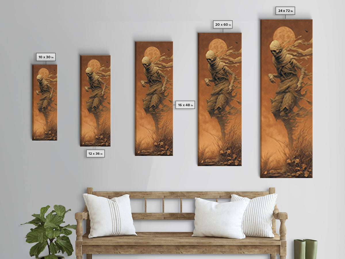 The Bog Mummy, Surreal Apocalyptic Art, Tall Narrow Wall Art, Gothic Horror Wall Art, Framed Canvas Print, Halloween Wall Art
