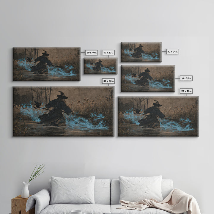 The Will-O'-The-Wisp Shepherd, Northern Renaissance Horror, Wide Panoramic Art, Dark Halloween Decor, Canvas Print