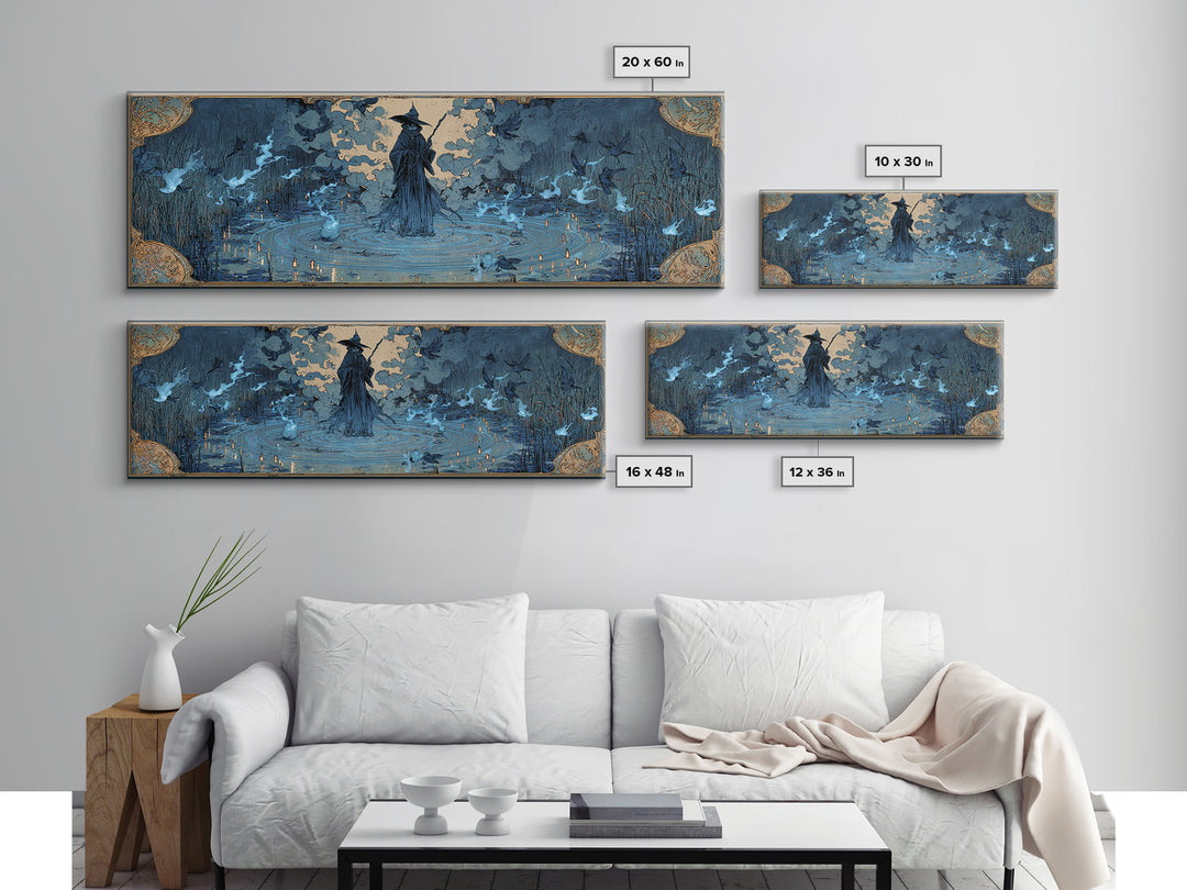 The Will-O'-The-Wisp Shepherd, Decadent Gothic Art, Extra Wide Wall Art, Macabre Wall Art, Canvas Print, Halloween Wall Art