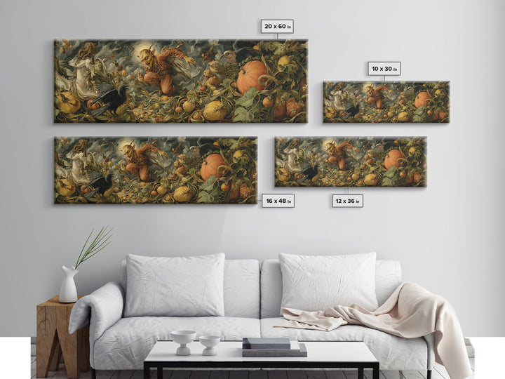 The Pumpkin Patch Goblin, Dark Renaissance Art, Extra Wide Wall Art, Gothic Horror Wall Art, Canvas Print, Halloween Wall Art
