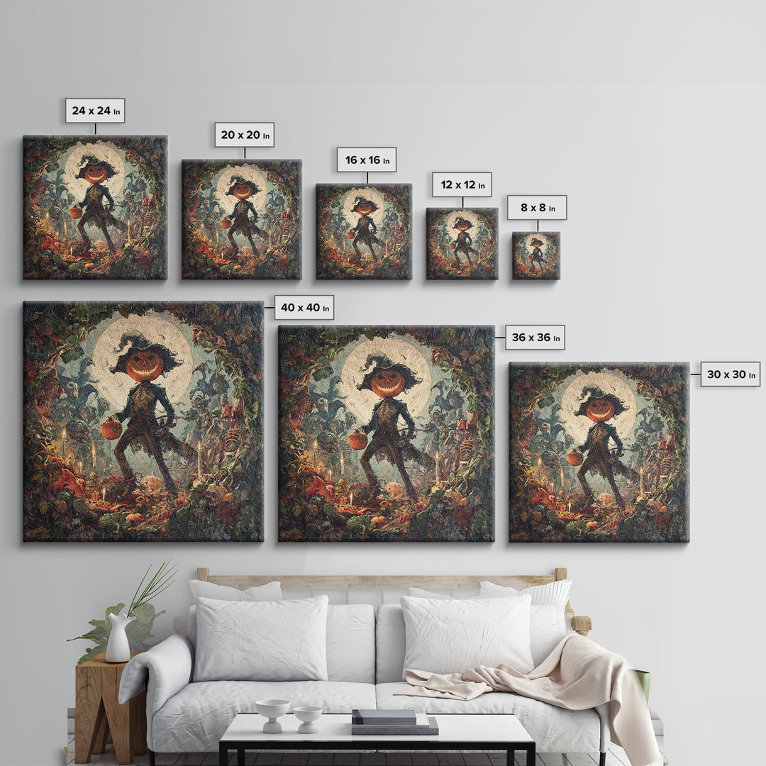 The Pumpkin Patch Goblin, Grotesque Carnival Art, Square Wall Art, Dark Fantasy Wall Art, Canvas Print, Halloween Wall Art