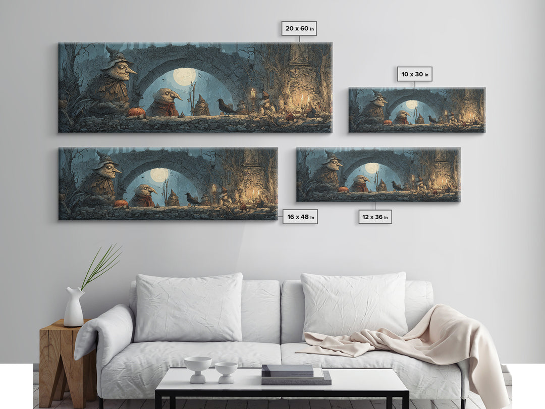 The Bridge Troll At Midnight, Medieval Grotesque Art, Extra Wide Wall Art, Gothic Horror Wall Art, Canvas Print, Halloween Wall Art