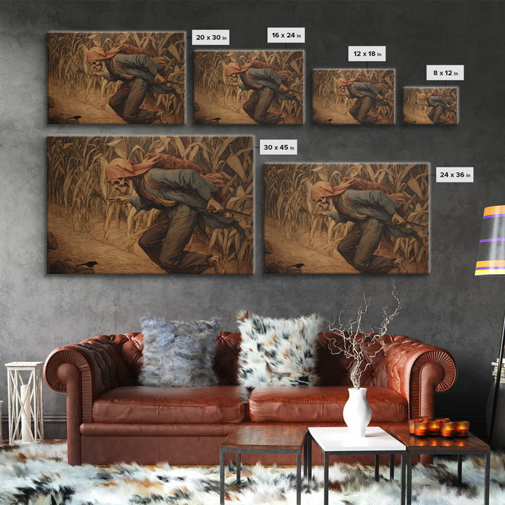 The Cornfield Crawler, Danse Macabre Art, Landscape Wall Art, Dark Fantasy Wall Art, Framed Canvas Print
