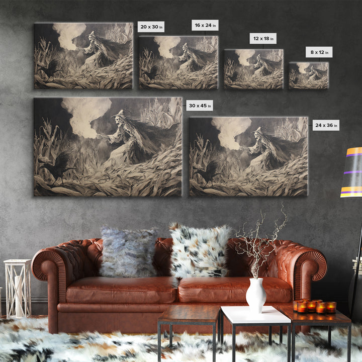 The Cornfield Crawler, Decadent Gothic Art, Landscape Wall Art, Dark Halloween Decor, Canvas Print, Halloween Wall Art