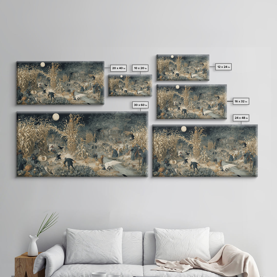 The Harvest Demon, Northern Renaissance Horror, Wide Panoramic Art, Gothic Horror Wall Art, Canvas Print, Halloween Wall Art