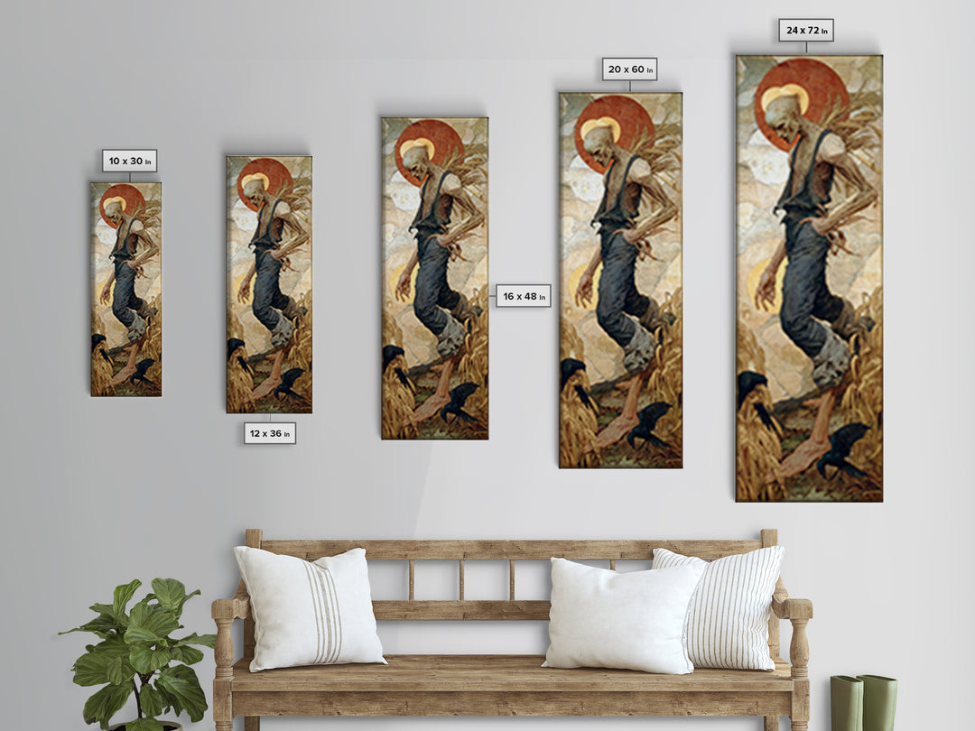 The Harvest Demon, Dark Renaissance Art, Tall Narrow Wall Art, Gothic Horror Wall Art, Framed Canvas Print, Halloween Wall Art