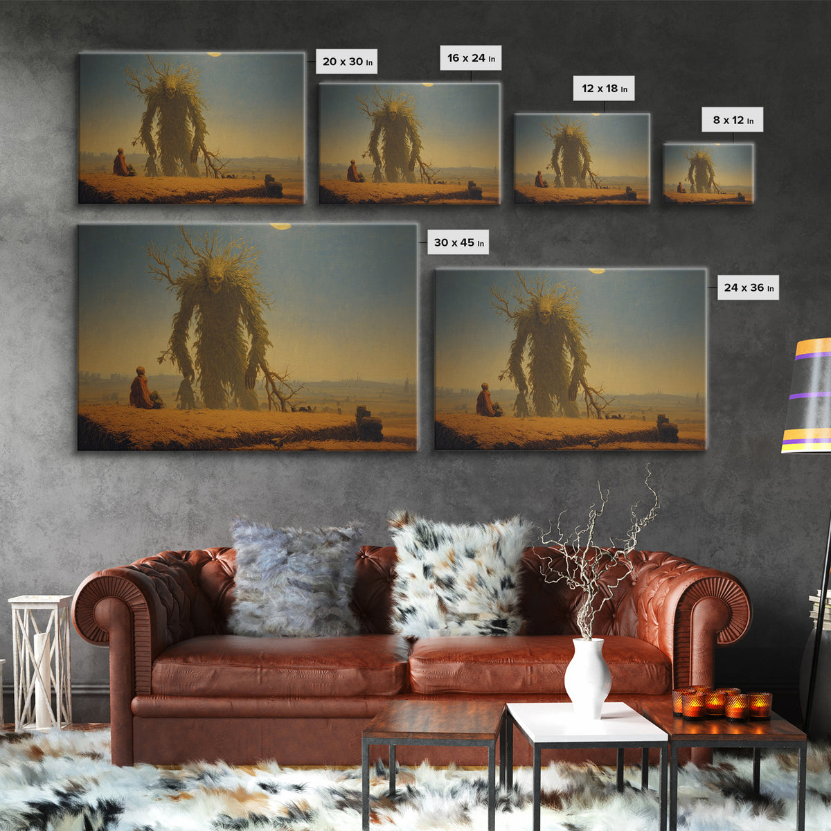 The Harvest Demon, Romantic Gothic Landscape, Landscape Wall Art, Dark Fantasy Wall Art, Framed Canvas Print, Halloween Wall Art