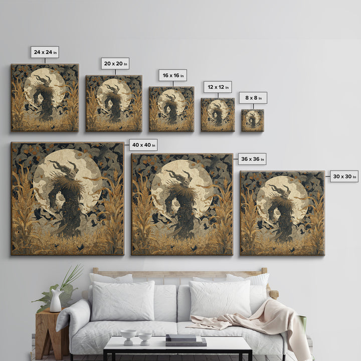 The Harvest Demon, Dark Symbolist Art, Square Wall Art, Gothic Horror Wall Art, Canvas Print, Halloween Wall Art, Dark Fantasy Art