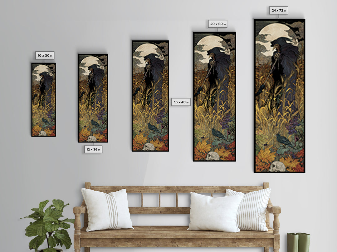 The Harvest Demon, Stained Glass Gothic Art, Tall Narrow Wall Art, Gothic Horror Wall Art, Canvas Print, Halloween Wall Art