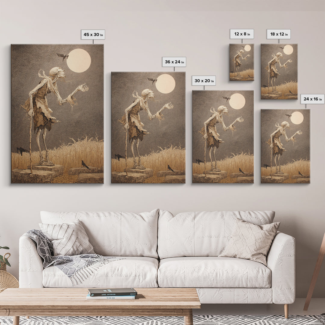 The Harvest Demon, Victorian Macabre Art, Vertical Wall Art, Dark Halloween Decor, Canvas Print, Halloween Wall Art