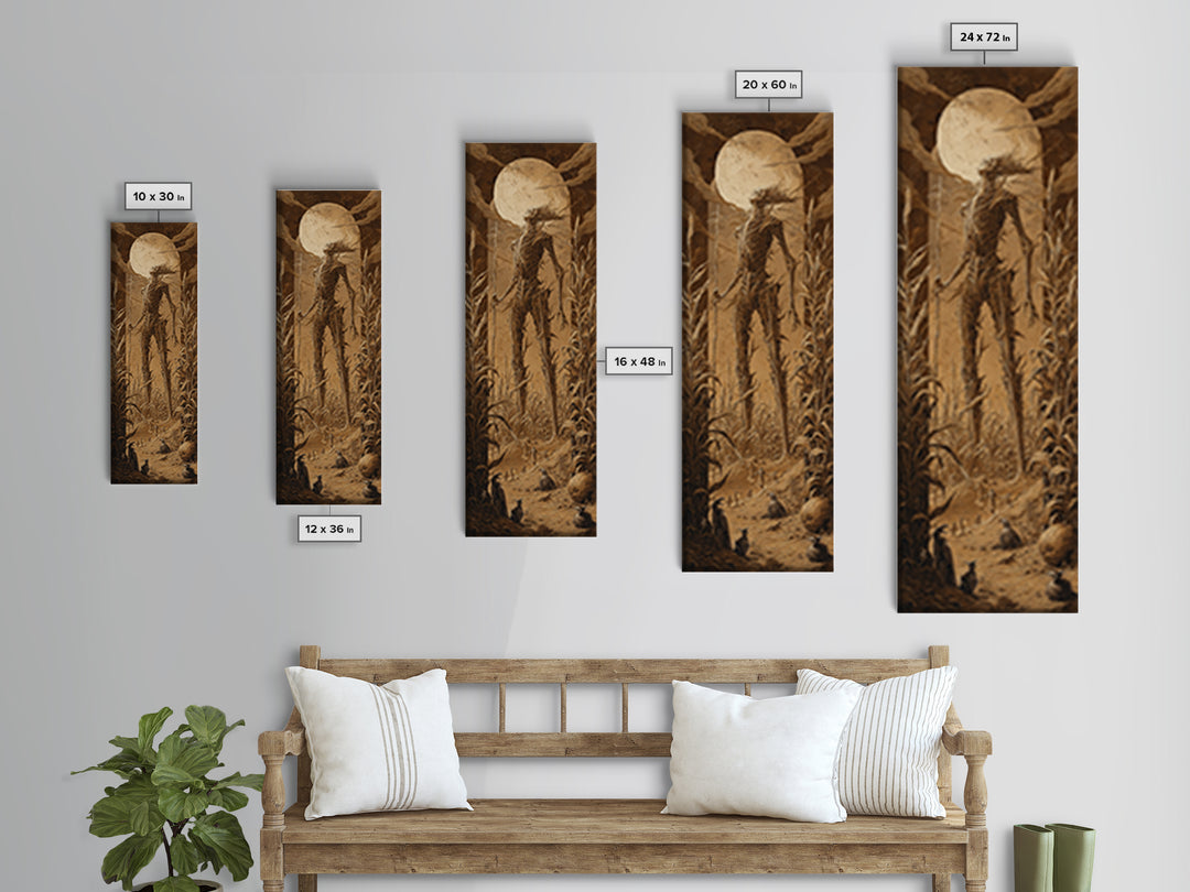 The Harvest Demon, Biomechanical Horror Art, Tall Narrow Wall Art, Dark Fantasy Wall Art, Framed Canvas Print, Halloween Wall Art