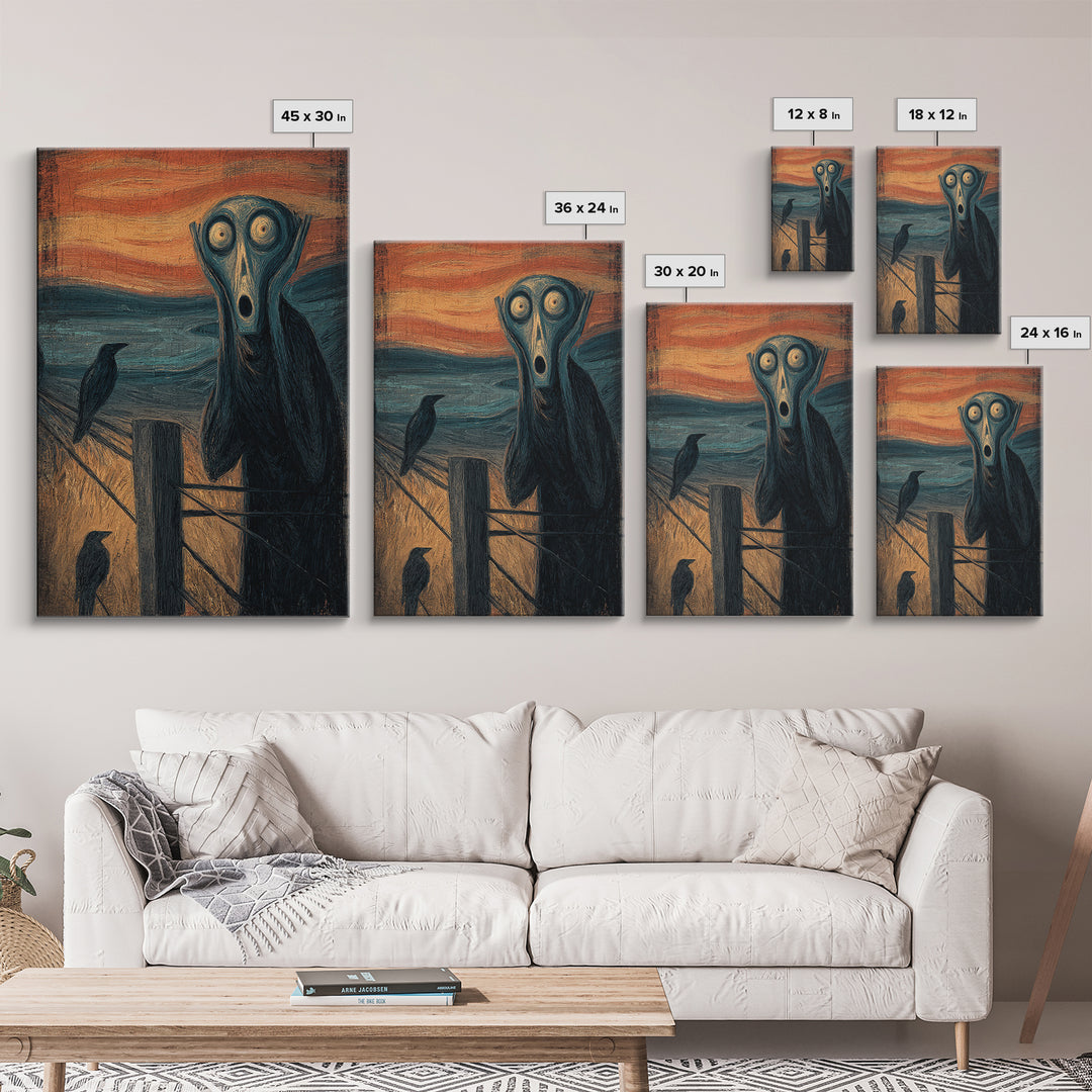 The Owl-Faced Omen, Expressionist Gothic Art, Vertical Wall Art, Macabre Wall Art, Canvas Print, Halloween Wall Art, Collectible Wall Decor