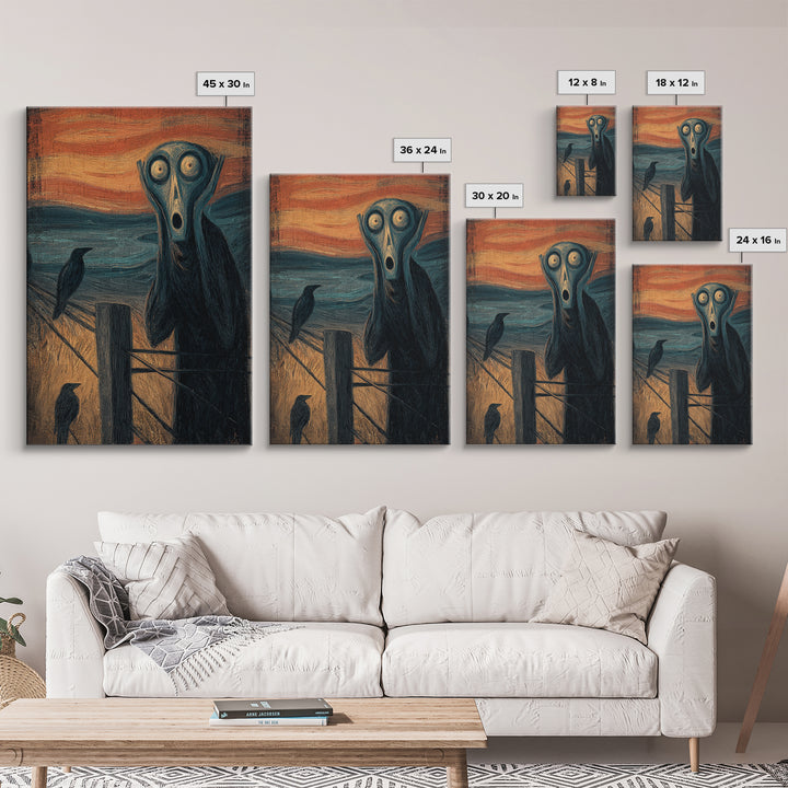 The Owl-Faced Omen, Expressionist Gothic Art, Vertical Wall Art, Macabre Wall Art, Canvas Print, Halloween Wall Art, Collectible Wall Decor