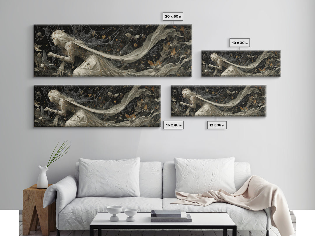 The Spider Queen, Medieval Grotesque Art, Extra Wide Wall Art, Gothic Horror Wall Art, Canvas Print, Halloween Wall Art