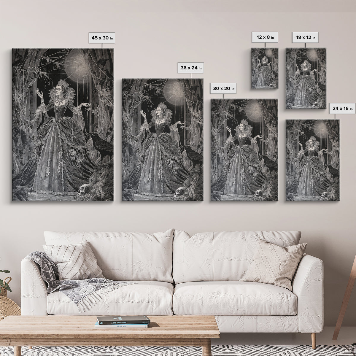 The Spider Queen, Danse Macabre Art, Vertical Wall Art, Dark Halloween Decor, Framed Canvas Print, Halloween Wall Art