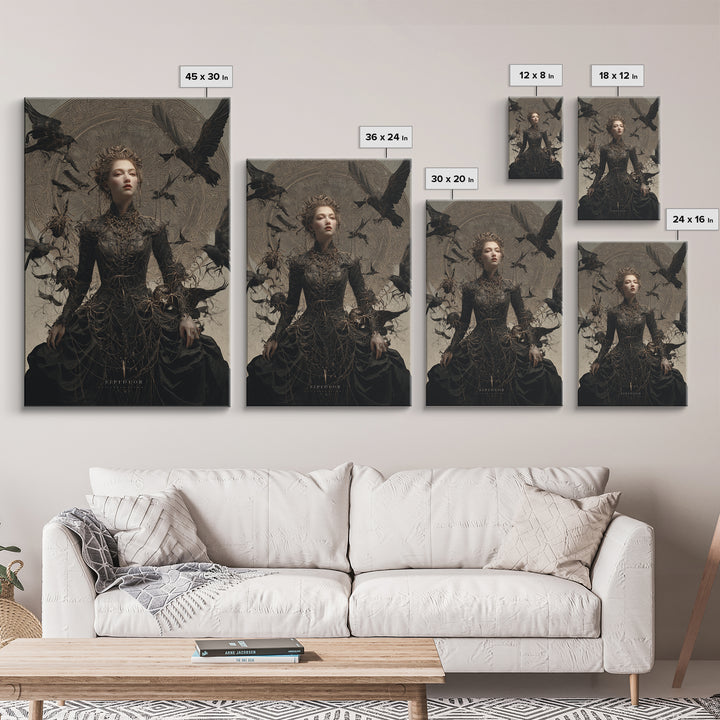 The Spider Queen, Visionary Gothic Art, Vertical Wall Art, Macabre Wall Art, Canvas Print, Halloween Wall Art, Spooky Wall Decor